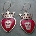 Mexican Silver Crowned Heart and Sugar Skull Earrings with Pink Glitter and Resin