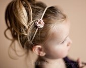 JOSIE. Flower Headband. Pretty in Pink. Skinny Elastic. Briar Rose. Newborn. Baby. Girl. Adult.