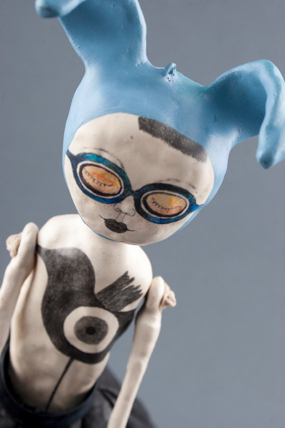 Hanging Clay Art Doll - Azure - SALE