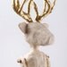 RESERVED Clay Deer Contemporary Folk Art Doll - Golden Antlers