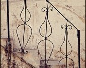 Vintage Wrought Iron Bannister 5x7 Fine Art Photograph - Israel Photography - Travel Photography - Tel Aviv - Sepia Black and White