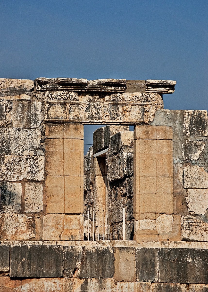 Capernaum's White Synagogue - Israel Travel Photography - Christian Holy Site - 5x7 Fine Art Photograph