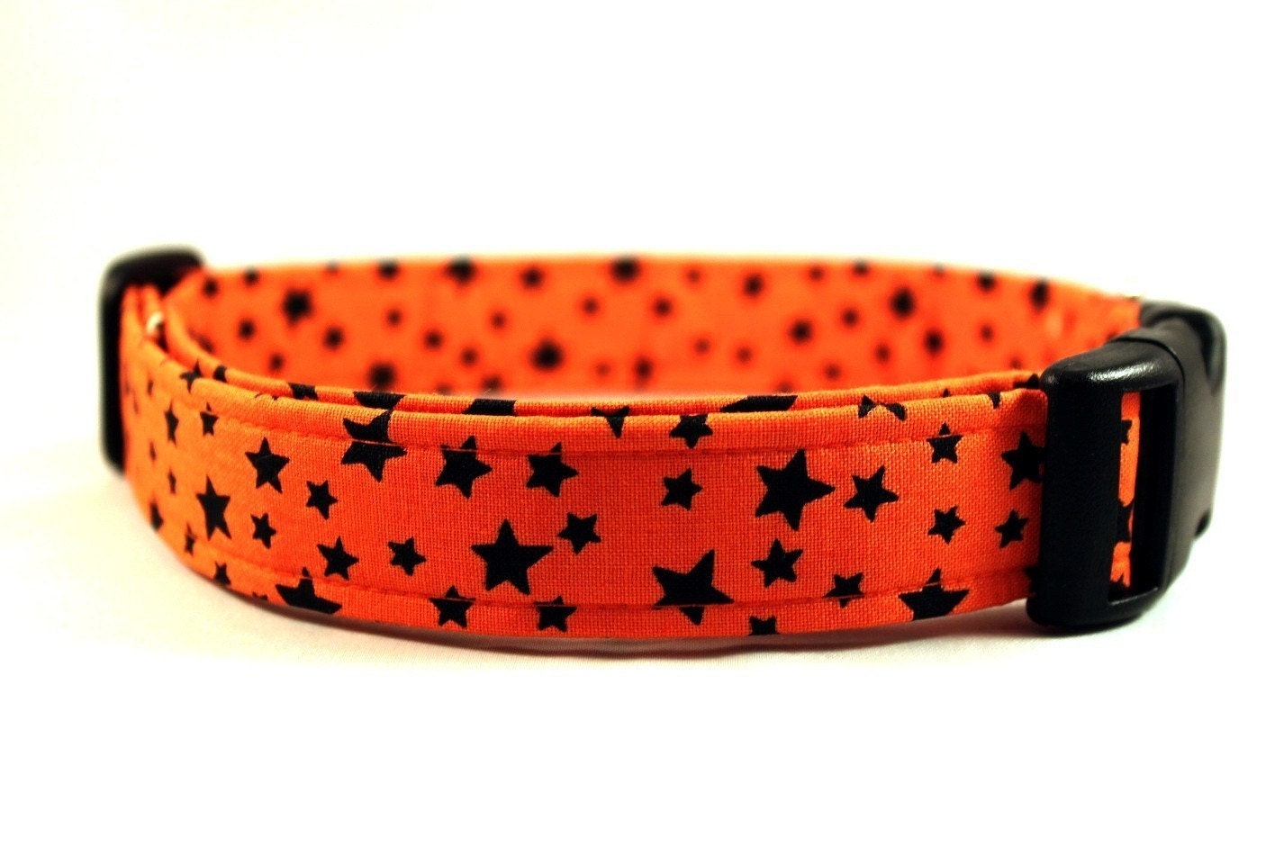 Orange with Black Stars Fabric Dog Collar