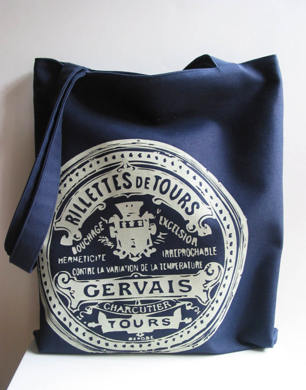 Recycled Fabric Totebag French Screenprint Navy Cotton Twill