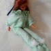 FOOTED PAJAMAS Barbie n Friends Mint Green w Embroidery