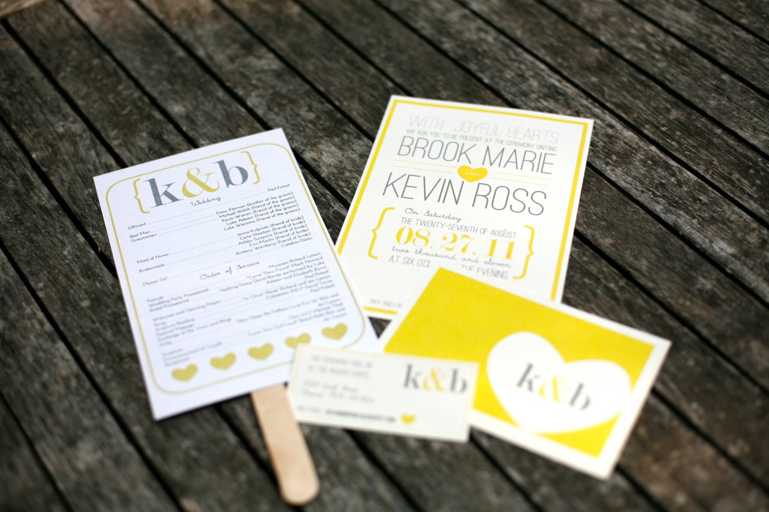 Wedding Invitations: Yellow & Grey