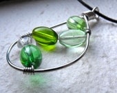 Spring Green Wire Wrapped Pendant in Silver