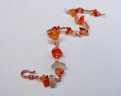 Carnelian and Copper Wire Wrapped Bracelet, Orange and Red