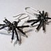 CLEARANCE Hematite and Black Glass Spider Earrings