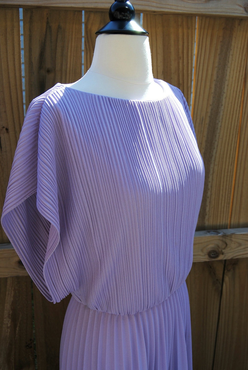 1970s Lavender Pleated Spring Secretary Dress Size Small Medium
