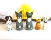Custom Pet Dog Cat Wood Peg Doll Peggie Personalized Animal Toy Hand Painted Keepsake Cute Art Fury Dollhouse Miniatures Play Waldorf