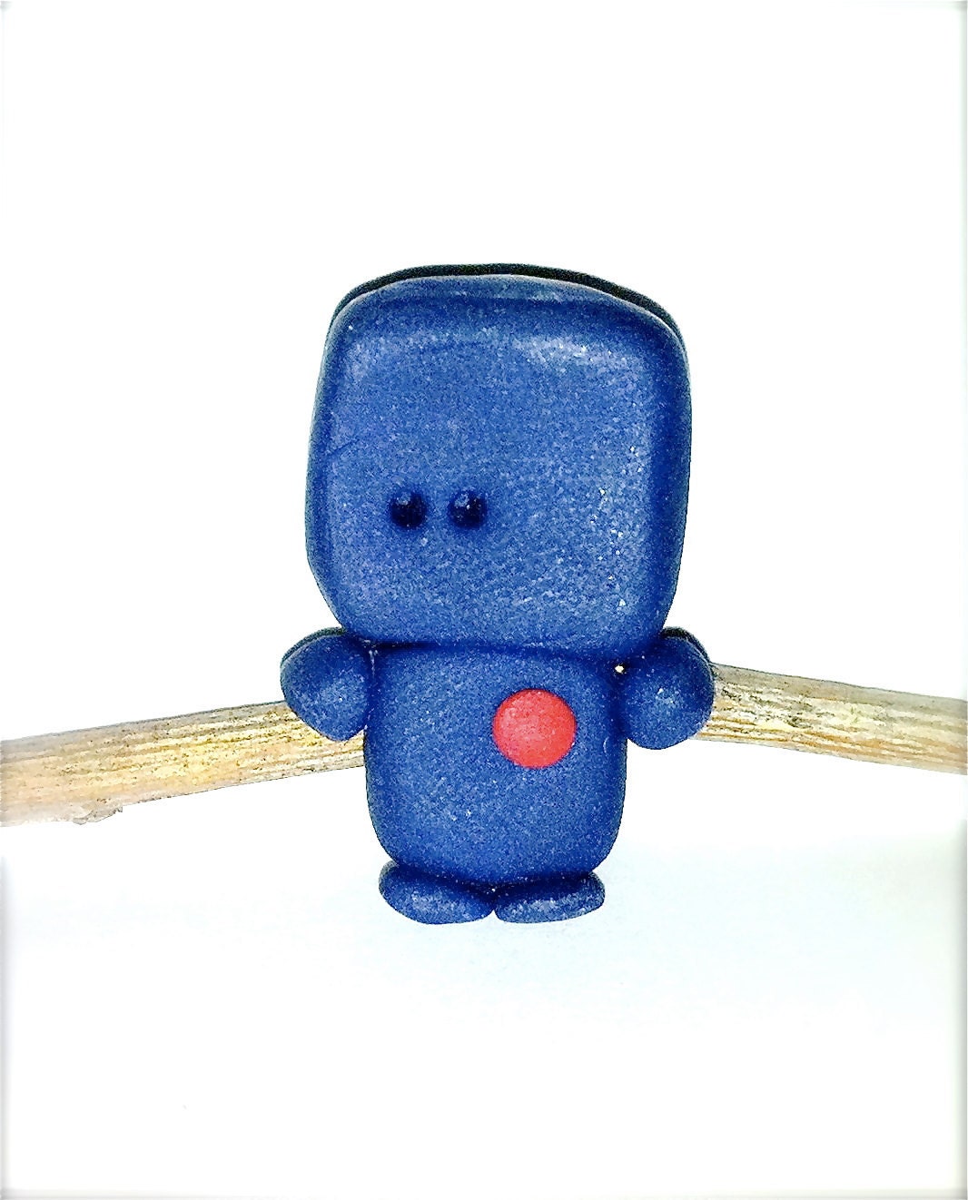 Robot Brooch Broach Badge Pin Back Button Jewelry Accessory Handmade Navy Blue Polymer Clay Geekery Teens Tweens Unisex Hipster Fashion
