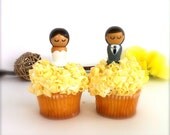 Wedding Cupcake Toppers Semi Custom Kokeshi Dolls Bride and Groom Wooden Wood Peg Doll Cupcake Topper Cuties Peg People Peggies