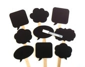 Speech Bubble Chalkboard Photobooth Props with Chalkboard Marker Set of 9 Speech Bubble Props Chalk board Props Set of 9 Wedding Decoration