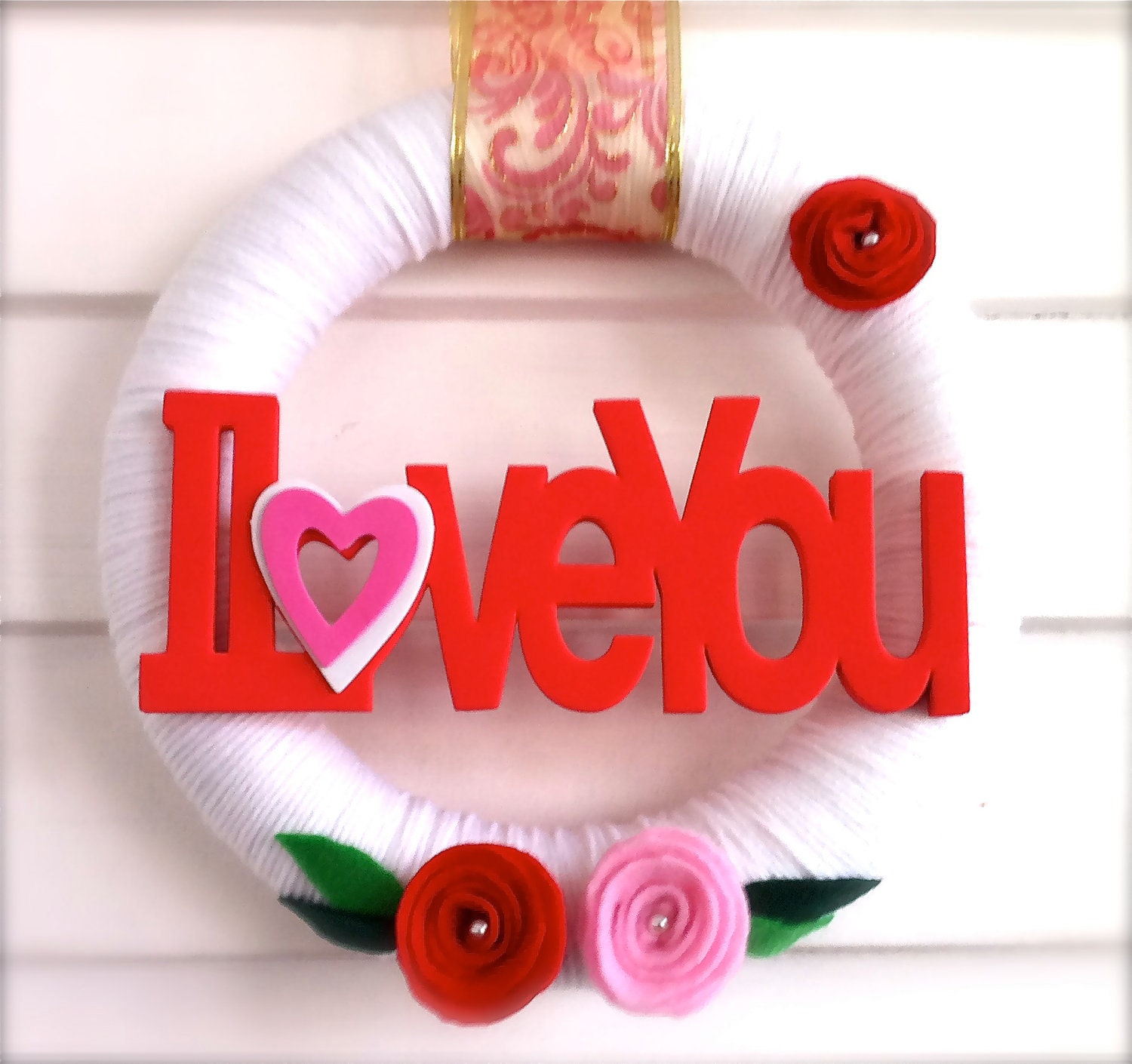 Yarn Wreath Valentines Day Wedding Day I by CreativeButterflyXOX