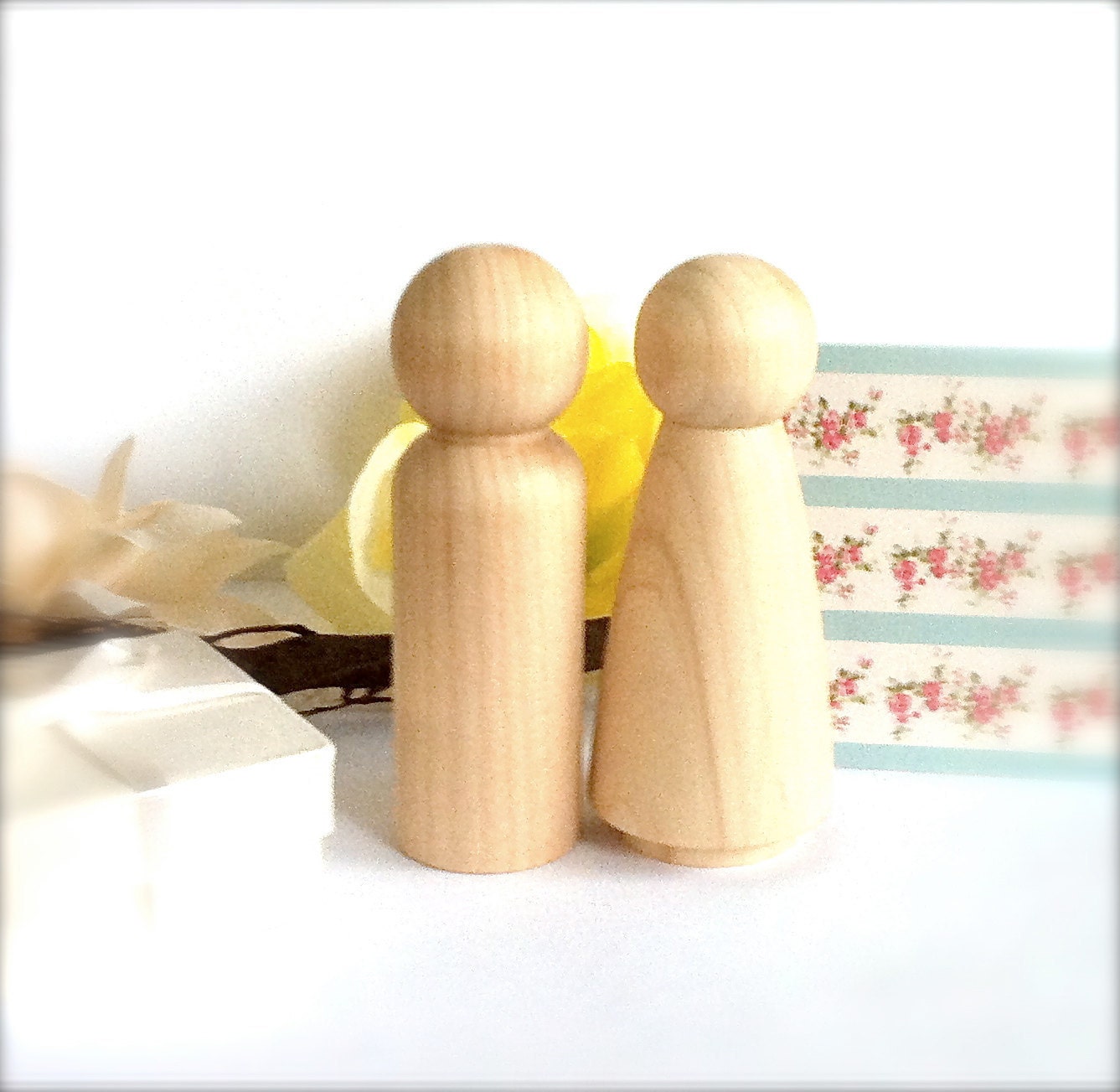 DIY Wedding Cake Toppers Kit with Stand and Paint Kit 2 Wood Peg Dolls Bride and Groom Naked Ready To Paint Do it Yourself Bridal