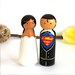 Clark Kent and Lois Lane SUPERMAN Wedding Cake Topper Superman Cake Topper  Superman Topper Superman Wedding Cake Toppers Peg Doll Cute