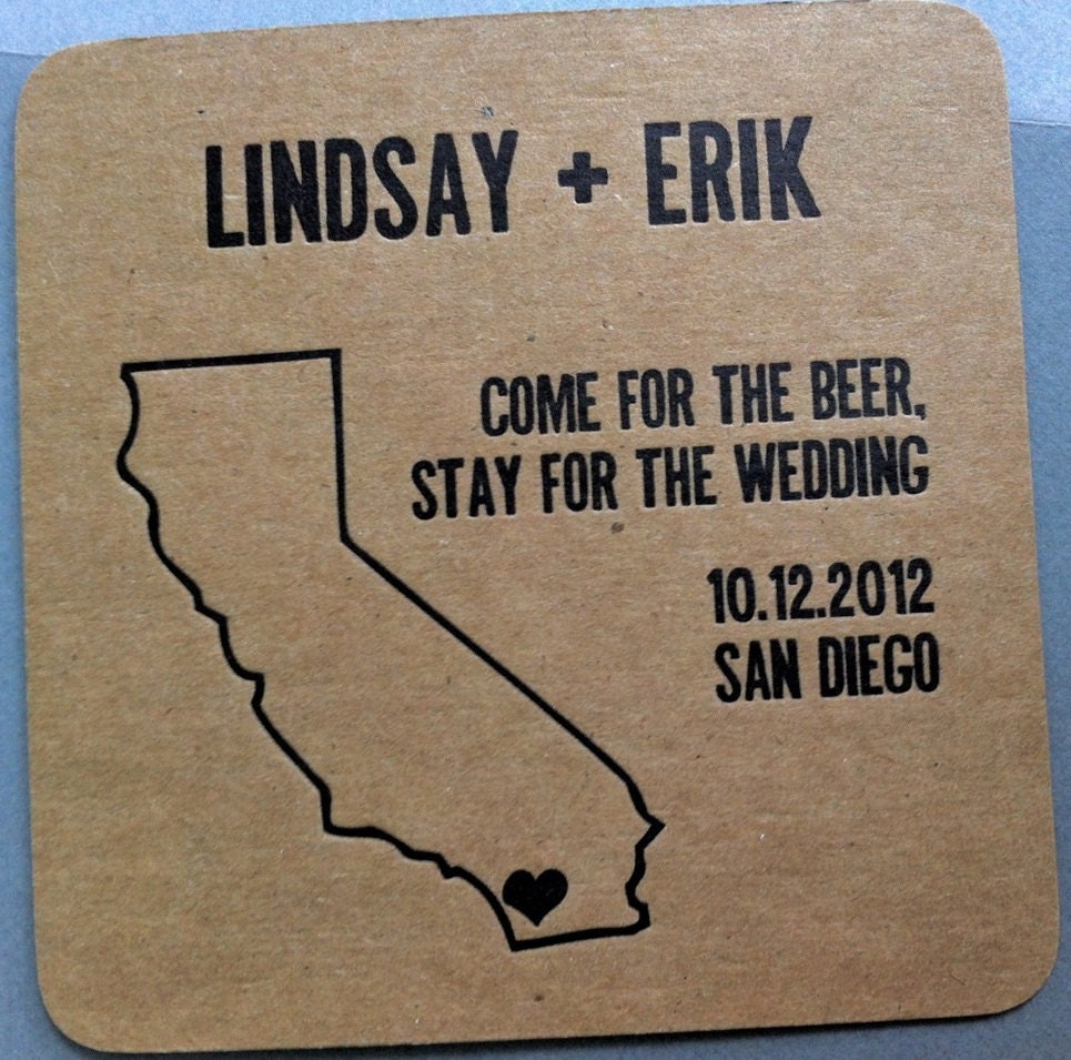 Fun Save the Date // Letterpress kraft coasters // qty 100