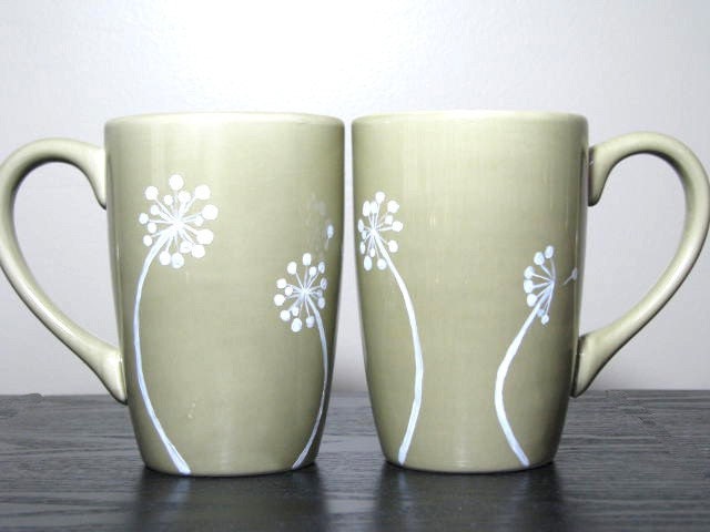 Hand Painted Mugs- Dandelions
