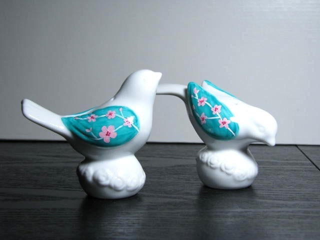 Painted Salt And Pepper Shakers- Porcelain Birds