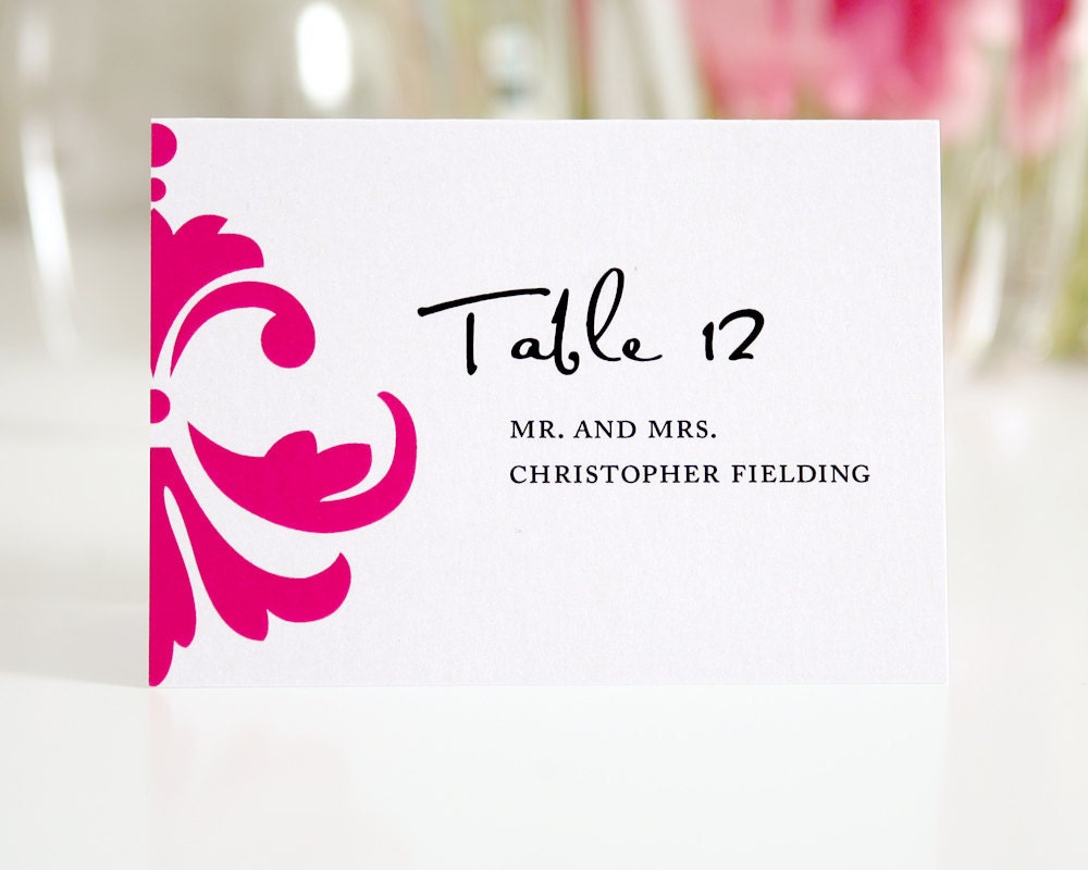 Tented Place Cards or Seating Cards for Your Wedding, Damask Accent Design Deposit
