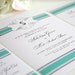 Vintage Wrap Wedding Invitations Sample in Aquamarine on Pearl Shimmer Luxury Cardstock