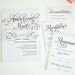Romantic Wedding Invitation Set in Black and White on Pearl Shimmer Luxury Cardstock - Charming Script Sample