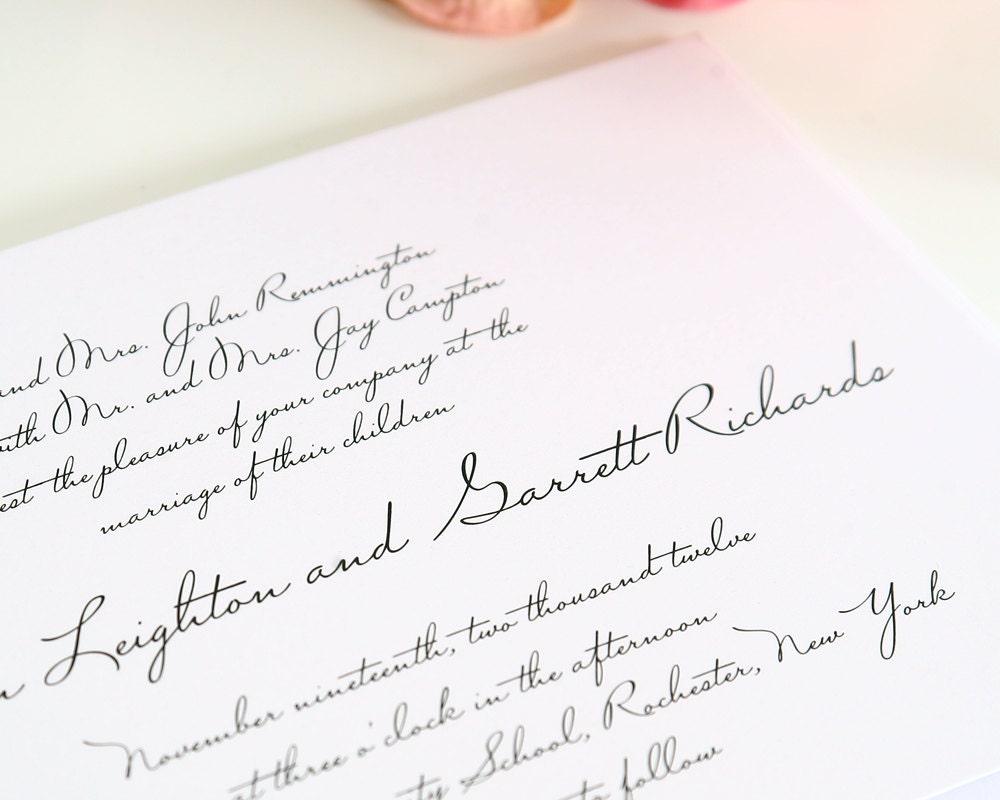Schoolhouse Script Wedding Invitation - Vintage, Elegant, Folk or Craft Wedding - Wedding Invite Deposit