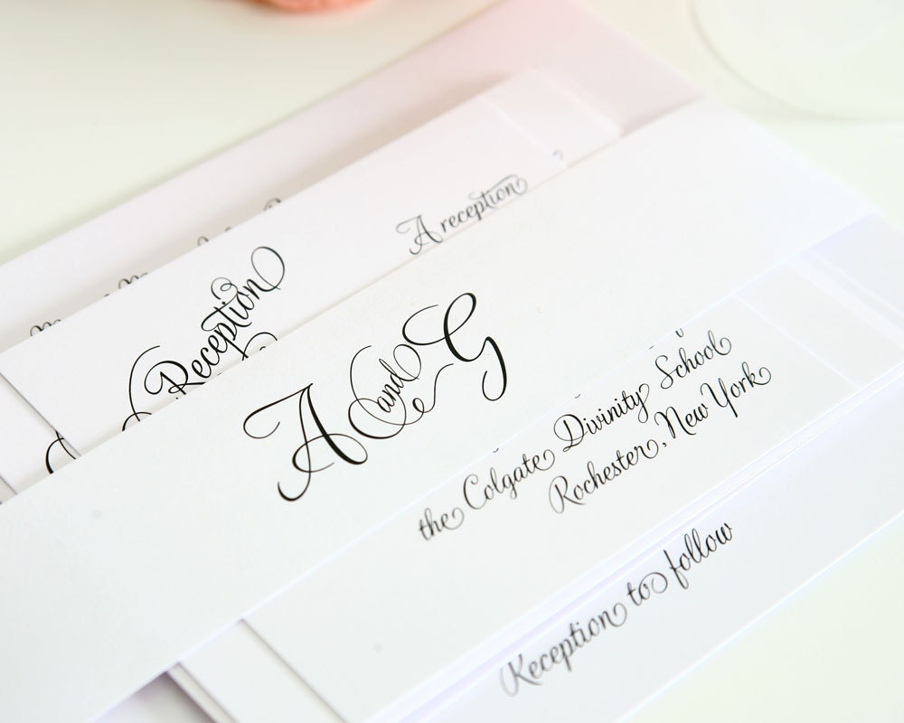 Fairytale Script Wedding Invitation Suite - Beautiful, Whimsical, Woodland, White Fairytale Wedding - Invite Sample Set