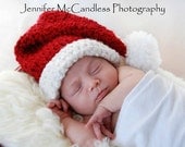 Crochet Baby Christmas Santa Claus Stocking Cap, Newborn, 0-3 3-6 Months Custom made Holiday Pom Elf Hat Photo Photography Prop Shower gift