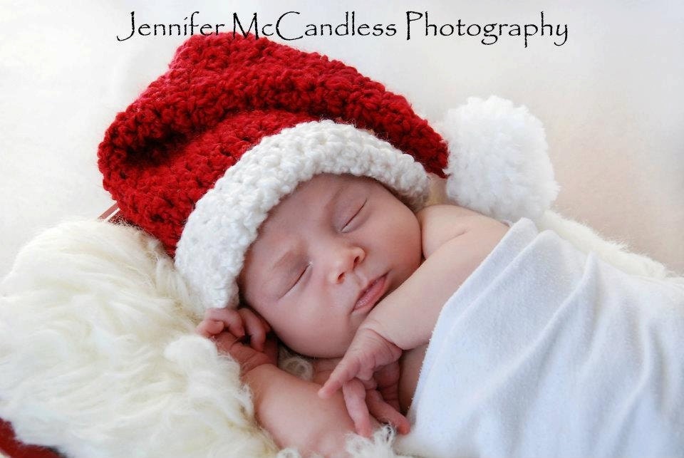 Crochet Baby Christmas Santa Claus Stocking Cap, Newborn, 0-3 3-6 Months Custom made Holiday Pom Elf Hat Photo Photography Prop Shower gift