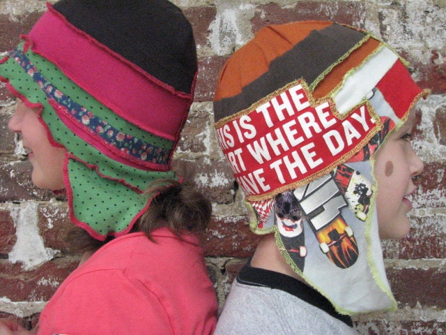 pdf OFFtheWALL recycled HAT pattern and tutorial...sizes 7-12yrs, upcycled t-shirts