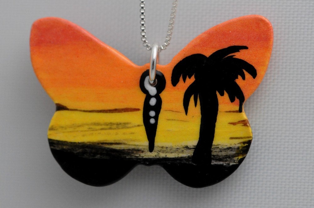 Let's Go On Vacation Butterfly June Necklace with Sterling Silver Chain and Gift Box