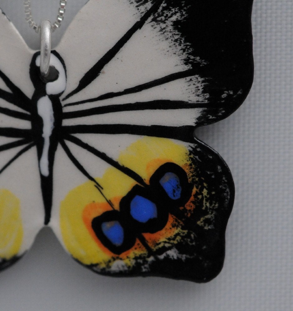 Elymnias Palmfly Butterfly Necklace Sterling Silver Chain and Gift Box Included handmade by Butterfly June
