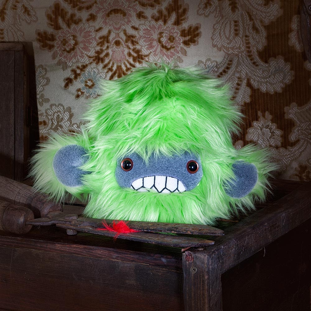 Severed Pygmy Yeti Head... lime green & grey
