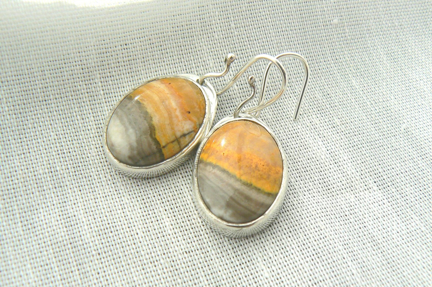 Egg Yolk - Sterling and Mustard Jasper Earrings - READY TO SHIP