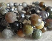 Multicolored Faceted Gemstone Bracelet, Cuff Bracelet, Multistrand Bracelet