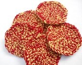 Coasters in Cornflower and Burgundy Set of Six ON SALE