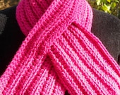 Crocheted Ribbed Neckwarmer with Slit - Berry Rose Color
