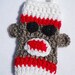 Crocheted Sock Monkey Water Bottle Cozy