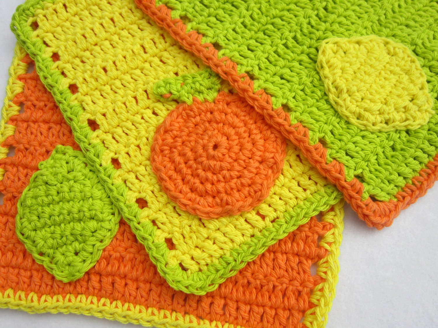 Citrus Crochet Dish Cloth Set