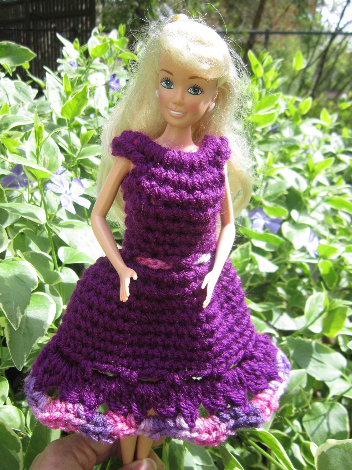Crochet Barbie Dress in Party Purple