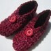 Womens Crochet Slippers in Red Pink and Maroon Size Medium