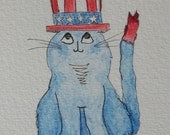 Cat Art - "Breed: American" - Original Watercolor Pencil ACEO