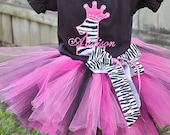 Zebra Crown number Birthday Tutu Outfit