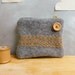 Zippered Coin Purse - Upcycled Felted Wool - Light grey / gray with yellow stripe design