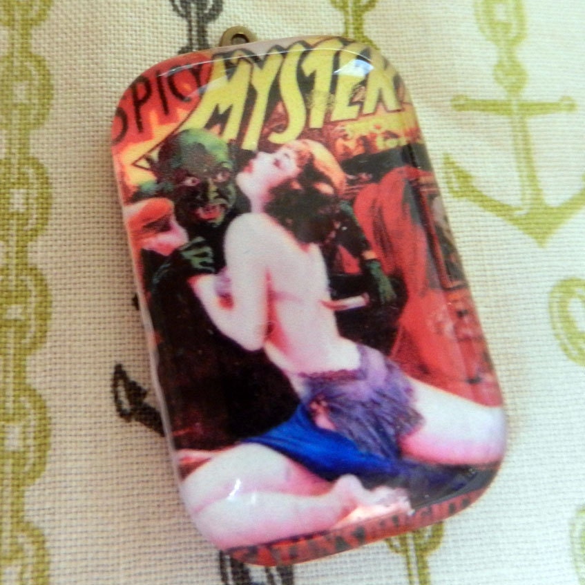 Spicy Mystery (1) Glass Tile Pendant with Necklace