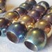 Vintage Mega 20mm Pony Bead - Solid Brass with Rainbow Patina, Art Deco (12)