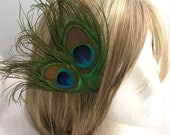 Peacock feather fascinator - CHLOE design a simple elegant wing shape - CHOOSE headband, hair clip, or comb - CUSTOM colors available