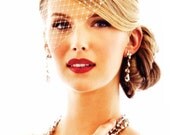 Bridal Ivory Blusher Veil  -  Birdcage Wedding veiling Also available in white, black, royal purple, aqua, and red